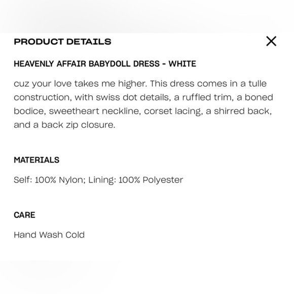 NWT XXS Dolls Kill Sugar Thrillz Heavenly Affair Babydoll Dress in White - Picture 8 of 8